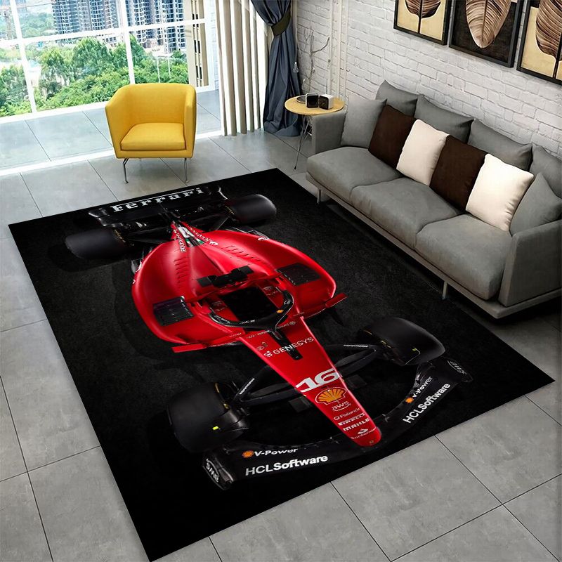 Kids Outdoor Area - Ретро-коврик с изображением гоночного автомобиля F-Ferrarii,