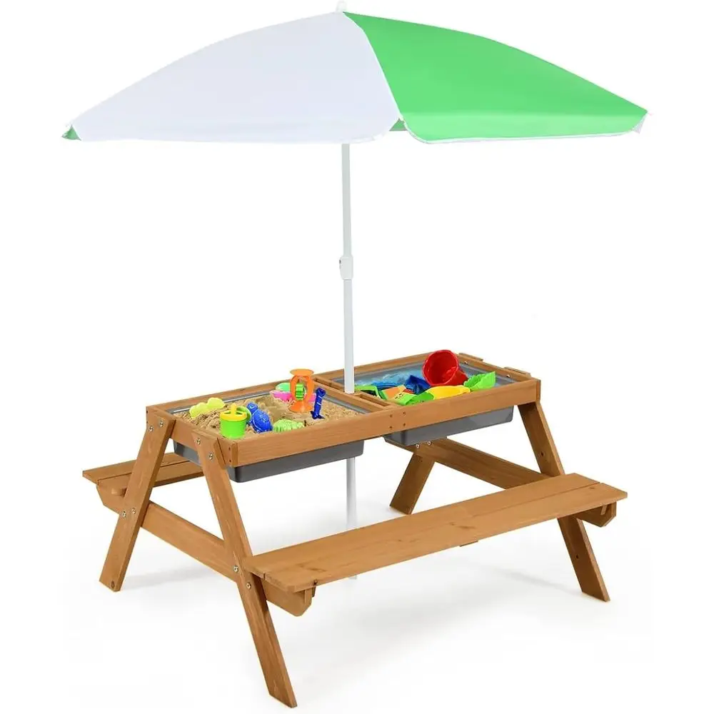 Kids Outdoor Sandbox - Деревянный столик 4-в-1 для игр с