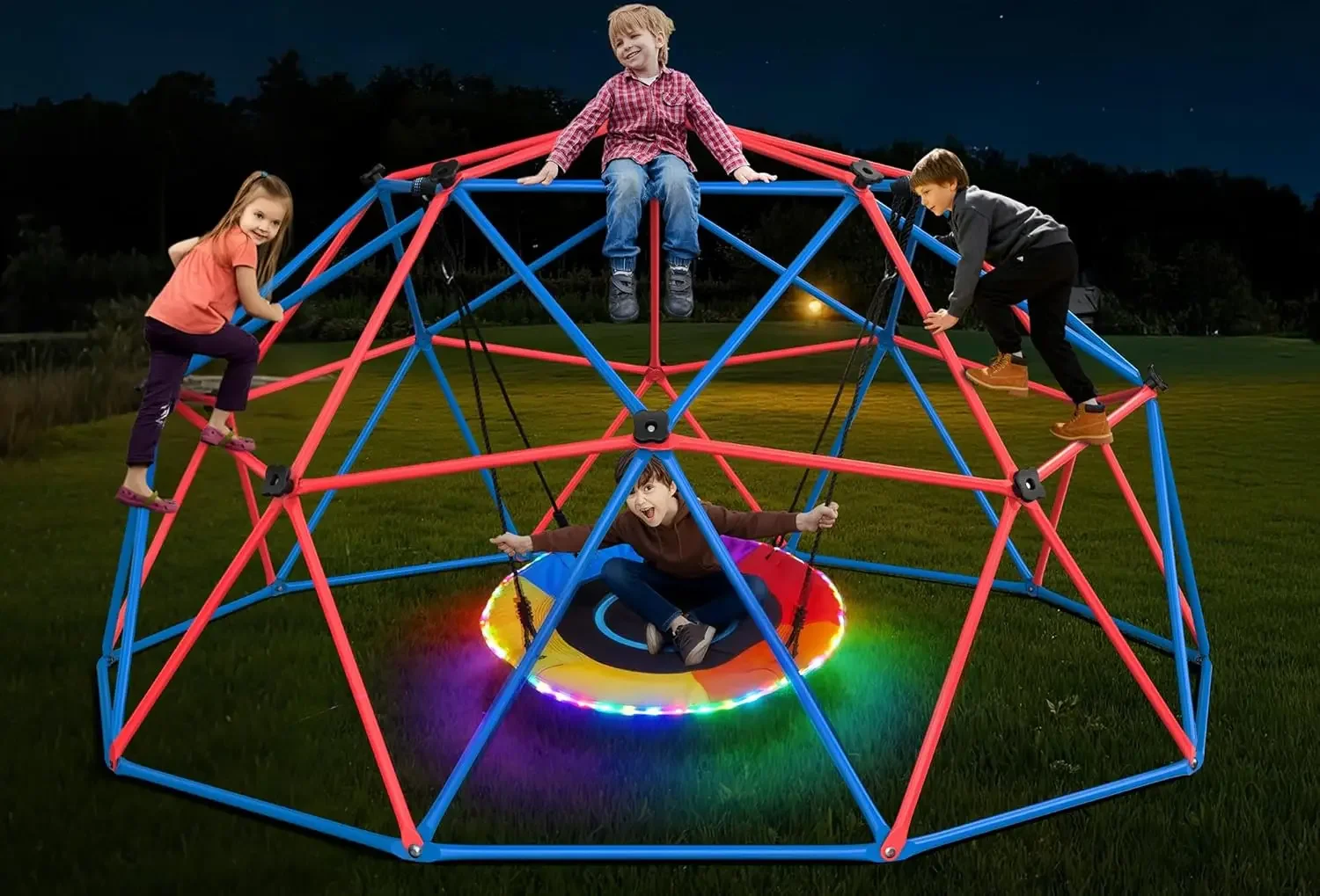 Kids Outdoor Jungle Gym Dome - Купольная качеля-кастодиум Hapfan с LED-подсветкой, игровой