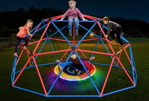 Kids Outdoor Jungle Gym Dome - Игровой комплекс Clim Dome с LED-качелями-тарелками,