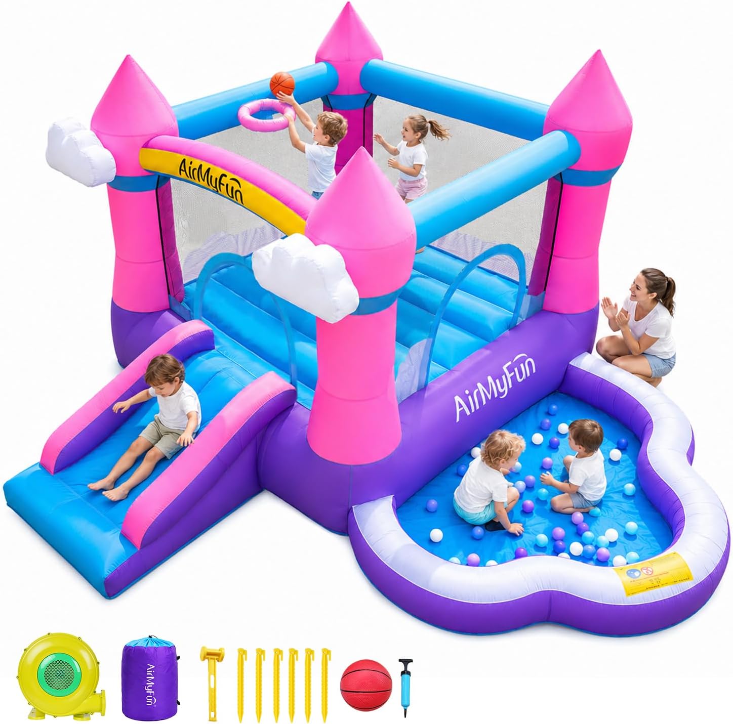 Kids Outdoor Water Slide - Розовый надувной батут для детей 3-8