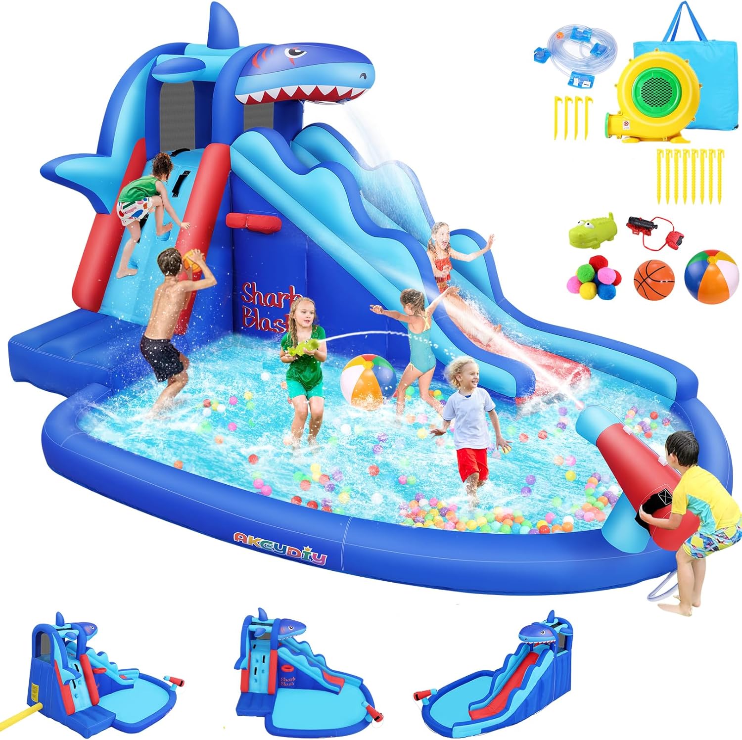 Kids Outdoor Water Slide - Надувной аквапарк с тематикой акул для