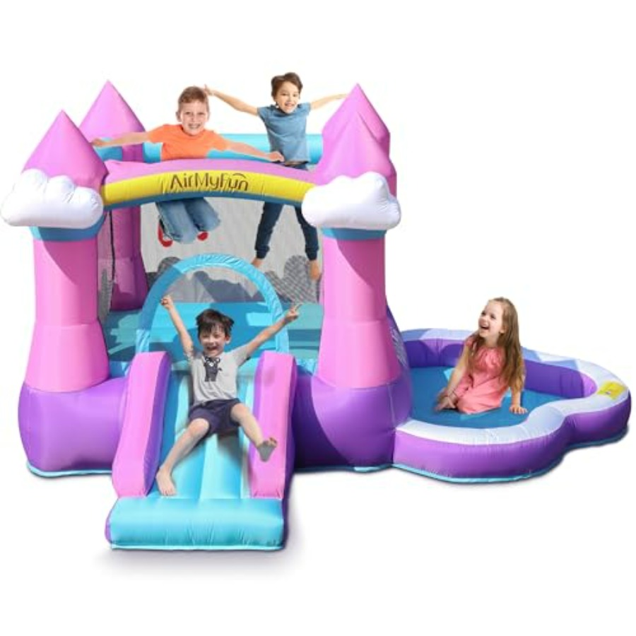 Kids Outdoor Water Slide - Розовый надувной батут для детей 3-8