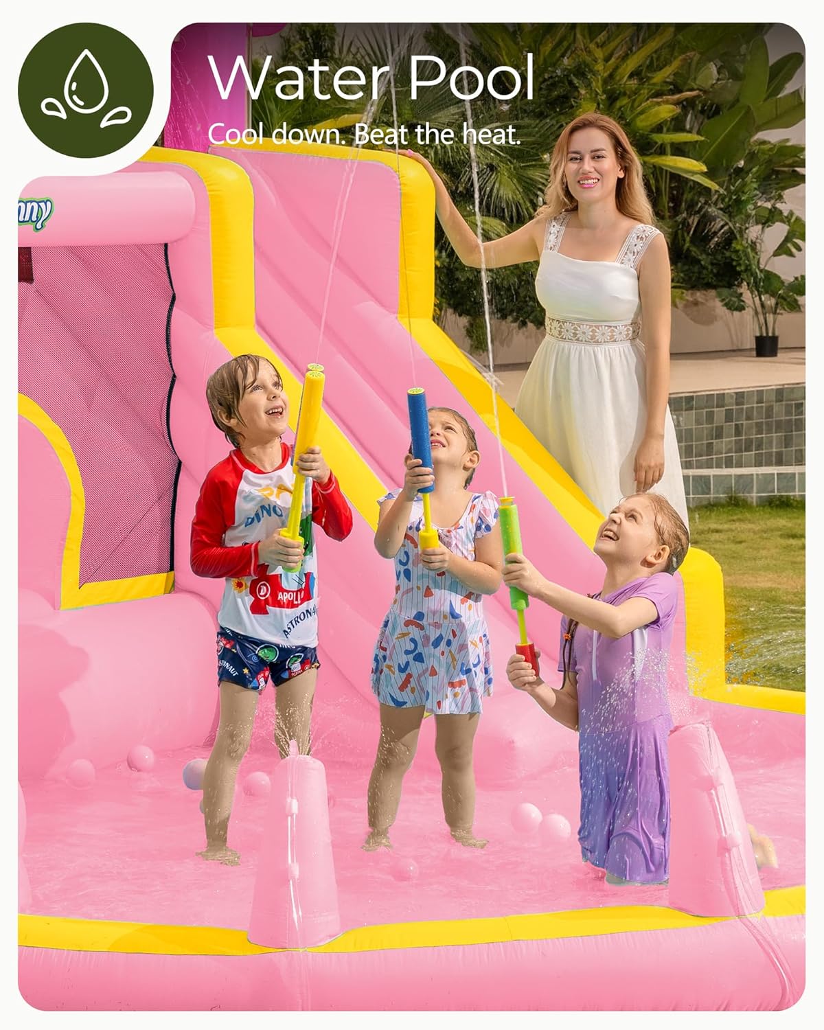 Розовая надувная водная горка- – обзор и цена Kids Outdoor Water Slide