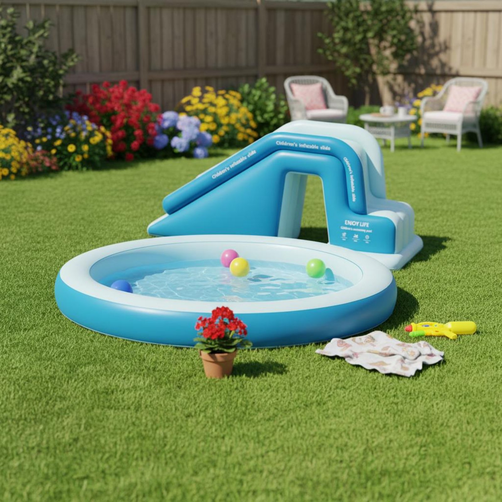 Надувная горка для бассейна, с – обзор и цена Kids Outdoor Inflatable Water Slide