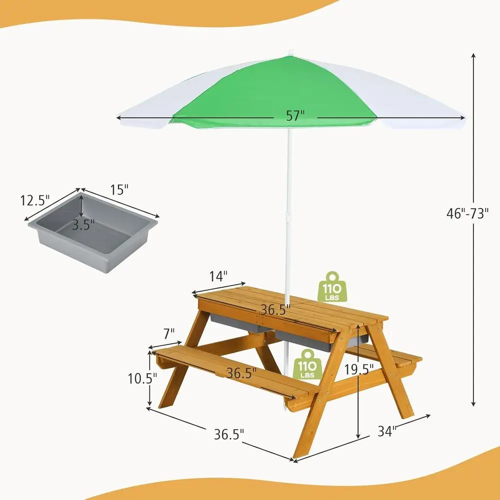 Детский столик-зонтик 3-в-1 с  – обзор и цена Kids Outdoor Activity Table