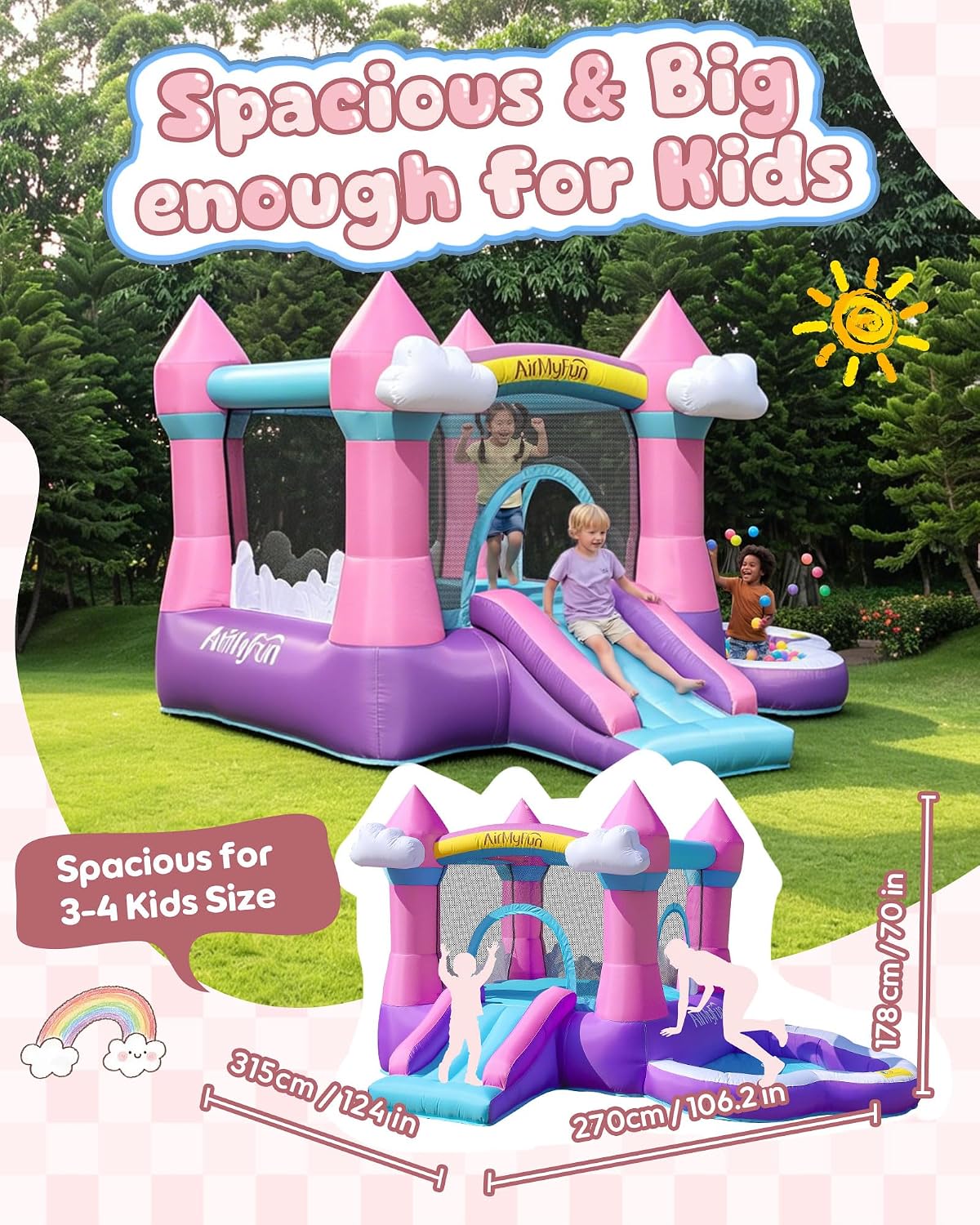 Розовый надувной батут для дет – обзор и цена Kids Outdoor Water Slide