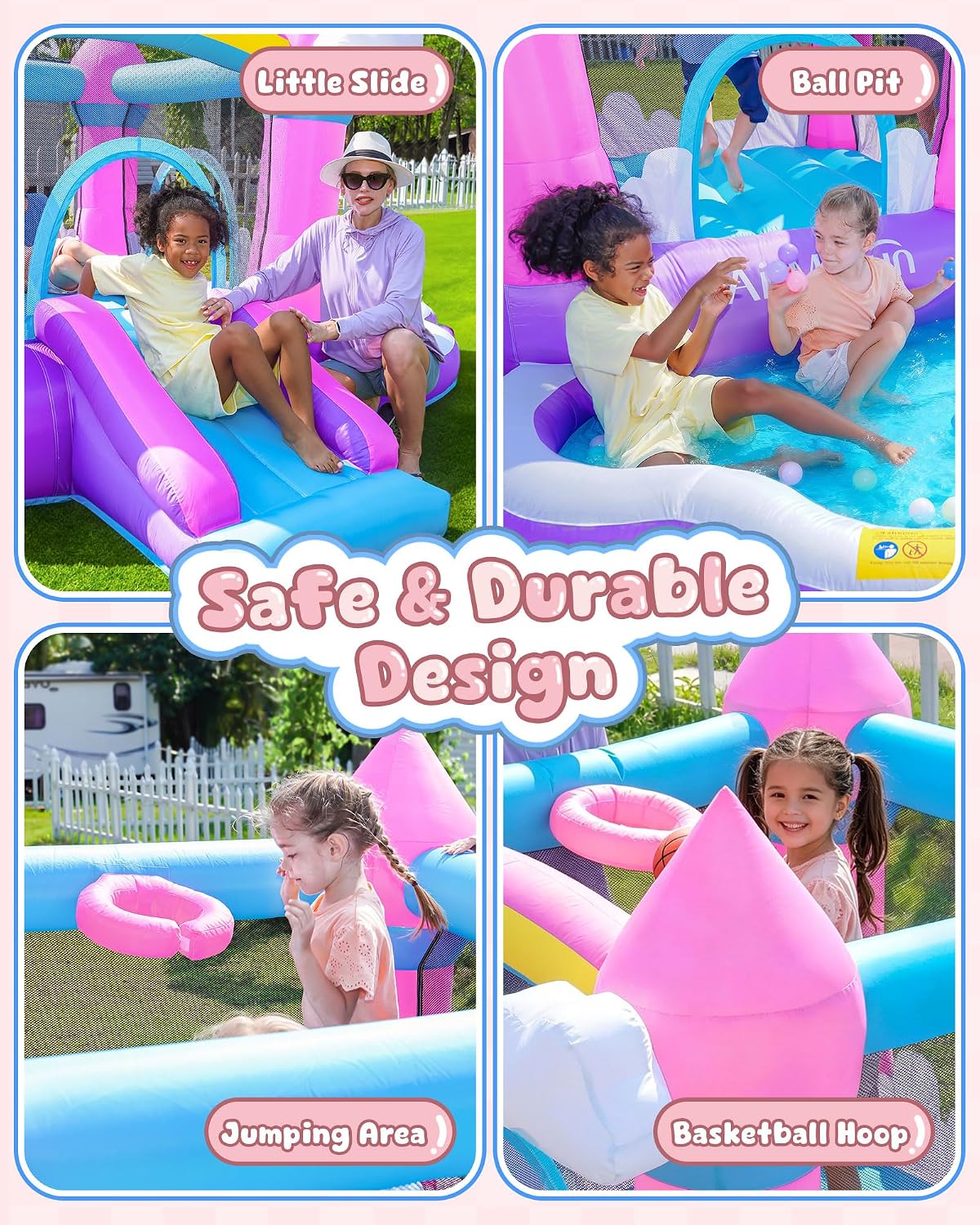 Розовый надувной батут для дет – обзор и цена Kids Outdoor Water Slide