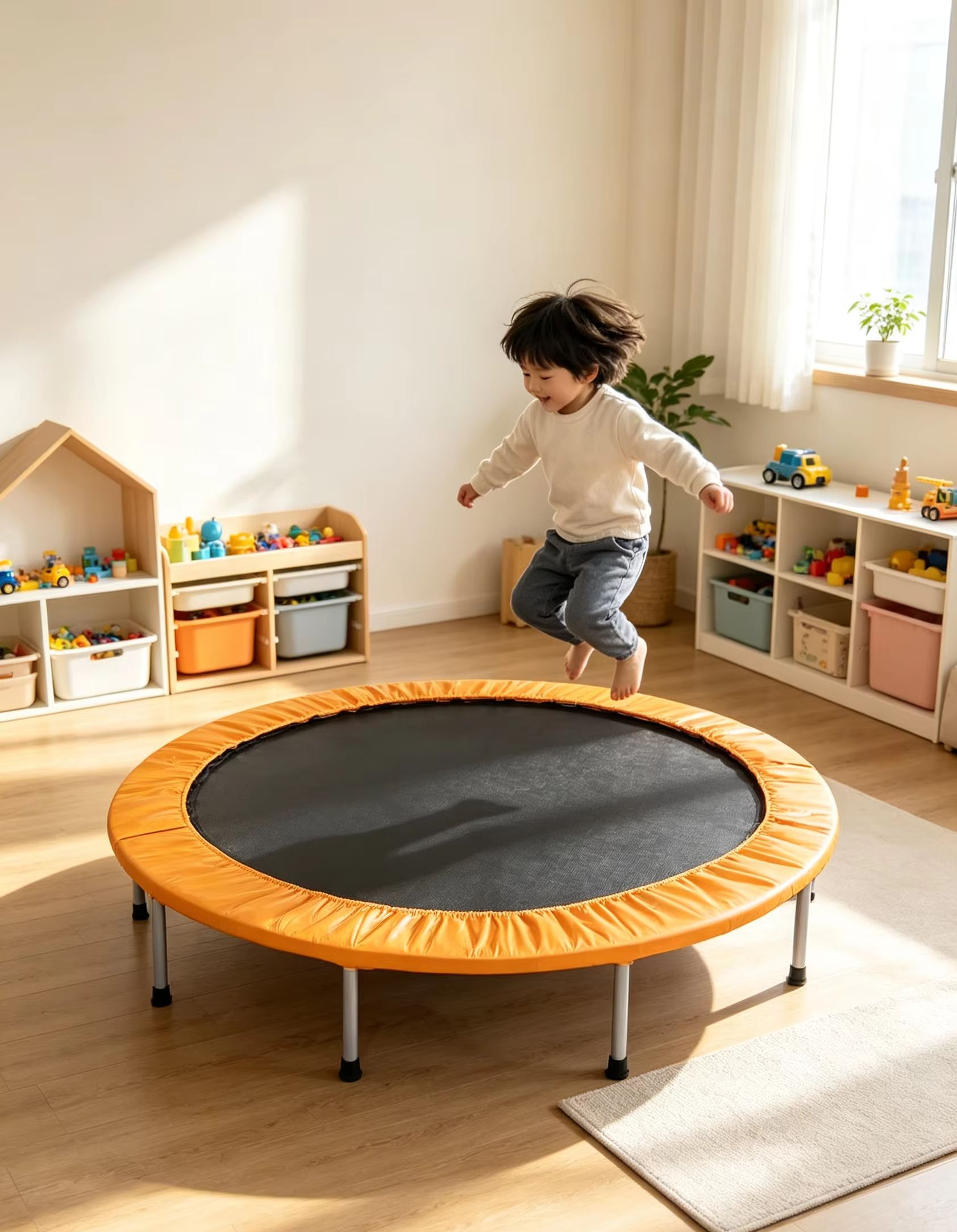 Круглый мини-батут с оранжевой – обзор и цена Kids Indoor Outdoor Trampoline