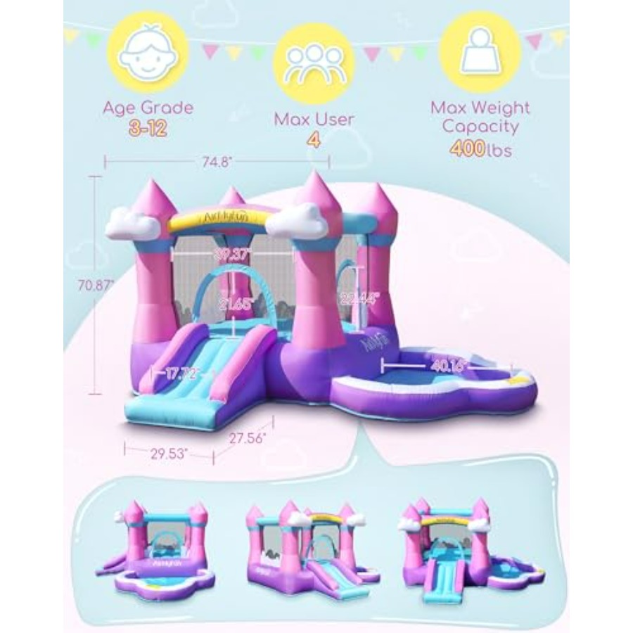 Розовый надувной батут для дет – обзор и цена Kids Outdoor Water Slide