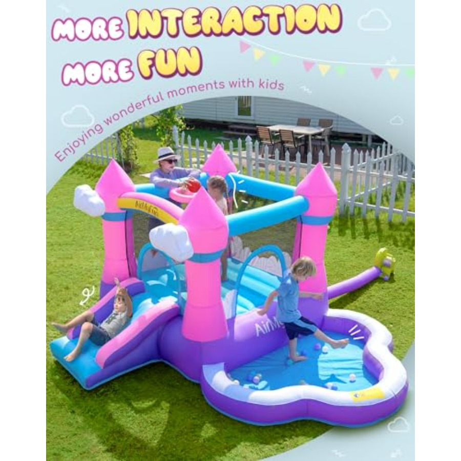 Розовый надувной батут для дет – обзор и цена Kids Outdoor Water Slide
