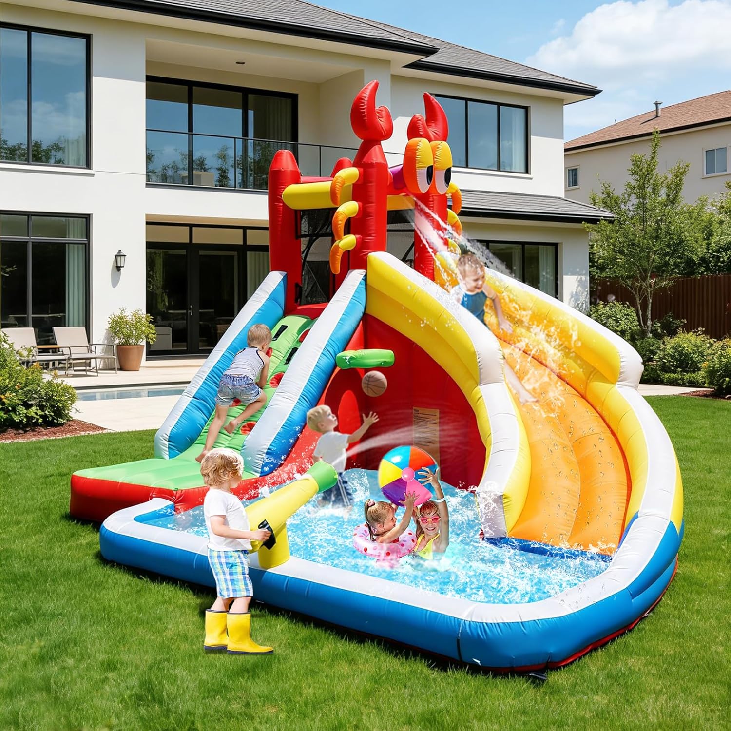 Большой надувной батут с водно – обзор и цена Kids Outdoor Water Slide