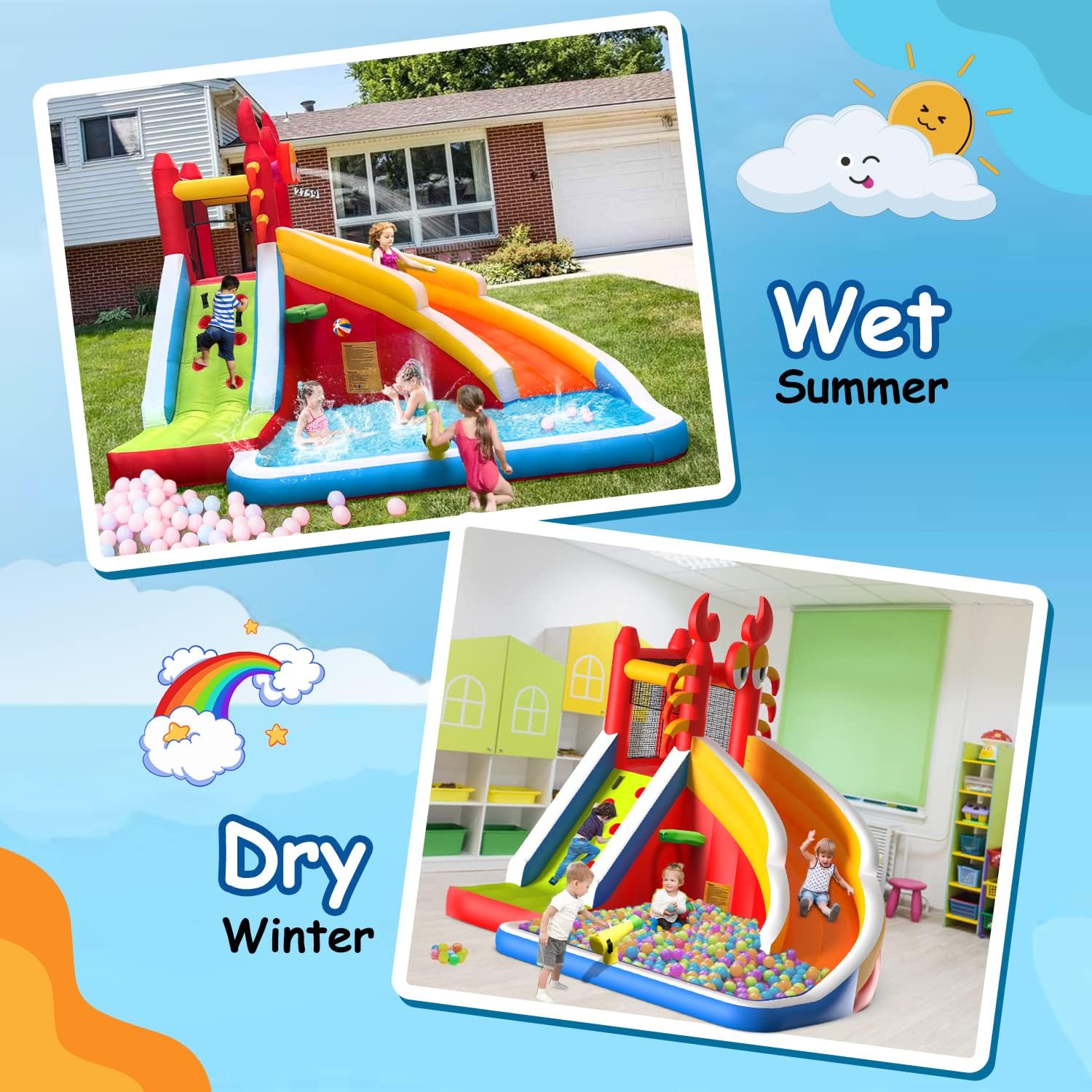 Большой надувной батут с водно – обзор и цена Kids Outdoor Water Slide