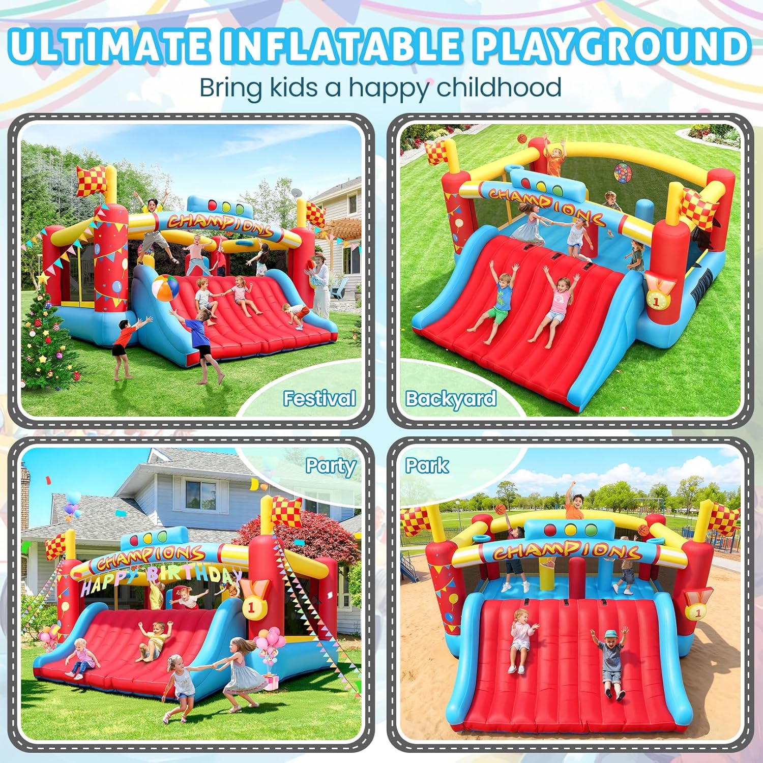 Большой надувной батут для дет – обзор и цена Kids Outdoor Park