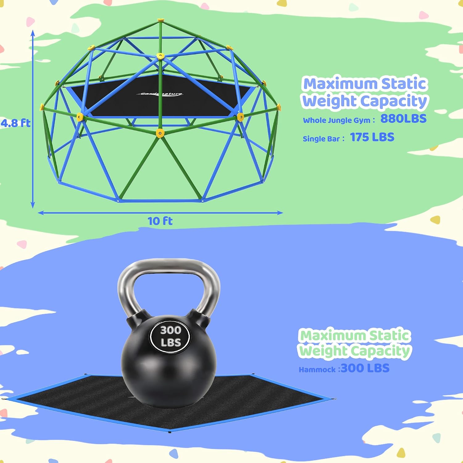 10-футовый скалодром-купол с г – обзор и цена Kids Outdoor Jungle Gym Dome