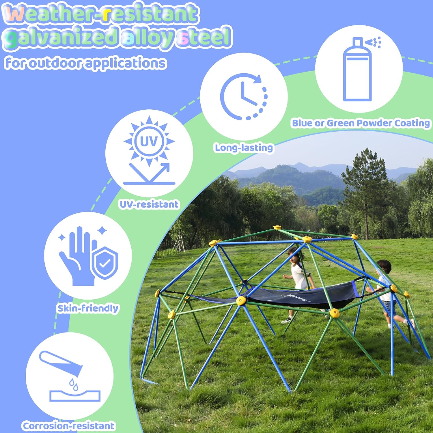 10-футовый скалодром-купол с г – обзор и цена Kids Outdoor Jungle Gym Dome